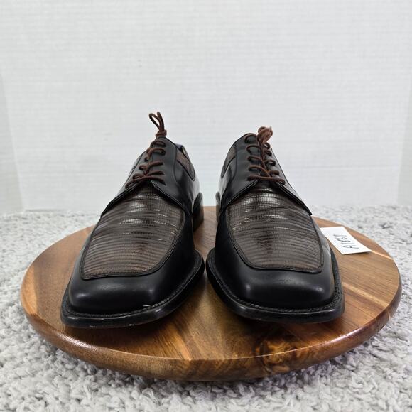 Julio Blanco Genuine Lizard Moc Square Toe Two Tone Oxford Dress Shoes Mens 10.5 - Picture 4 of 14